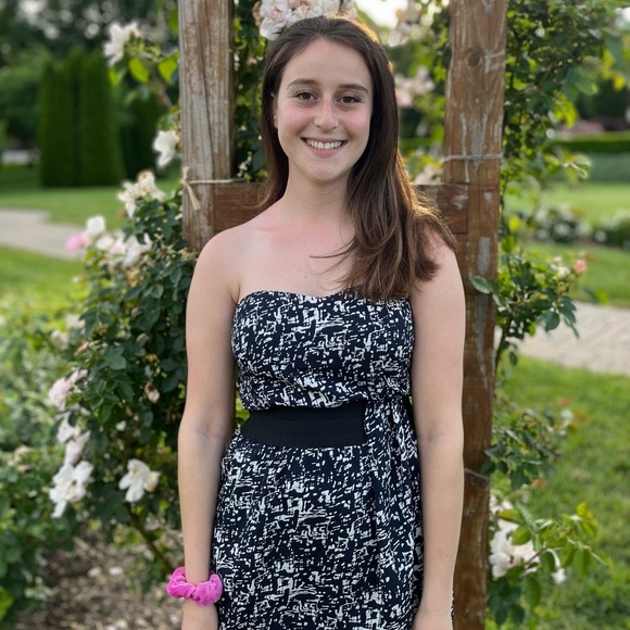 Navy Blue and White Short Strapless Summer Dress Size Small - Picture 5 of 6
